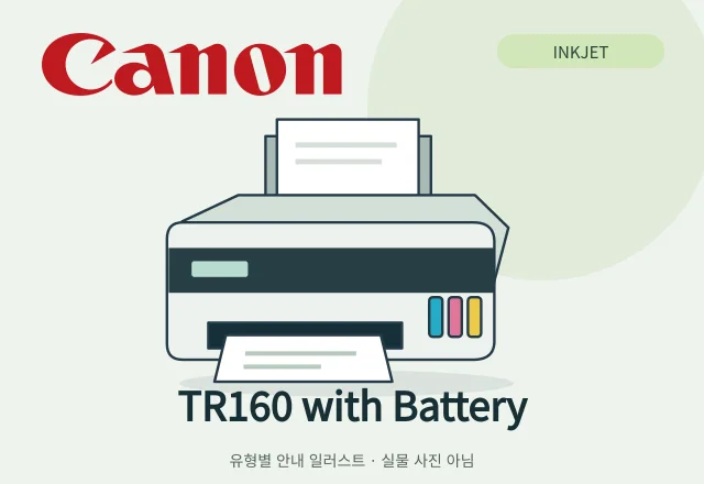 TR160 with Battery 잉크젯 복합기 안내 일러스트 (실물 사진 아님)