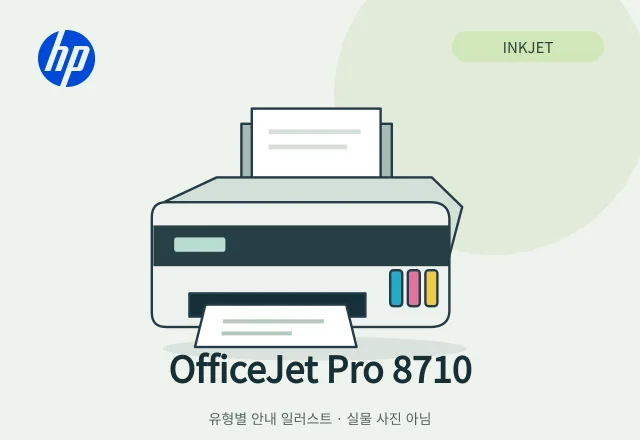 OfficeJet Pro 8710 잉크젯 복합기 안내 일러스트 (실물 사진 아님)