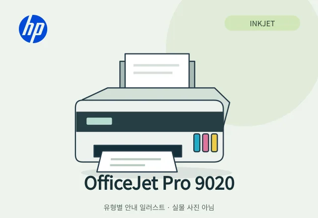 OfficeJet Pro 9020 잉크젯 복합기 안내 일러스트 (실물 사진 아님)