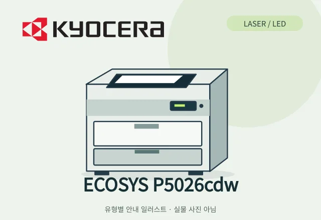 ECOSYS P5026cdw 레이저 프린터 안내 일러스트 (실물 사진 아님)