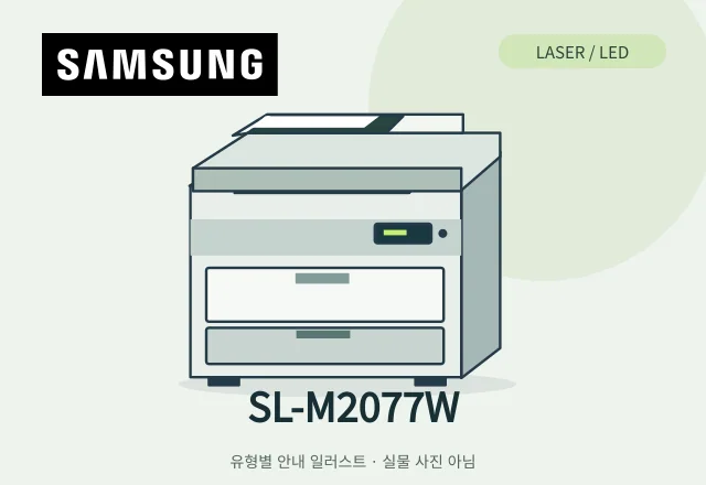 SL-M2077W 레이저 복합기 안내 일러스트 (실물 사진 아님)